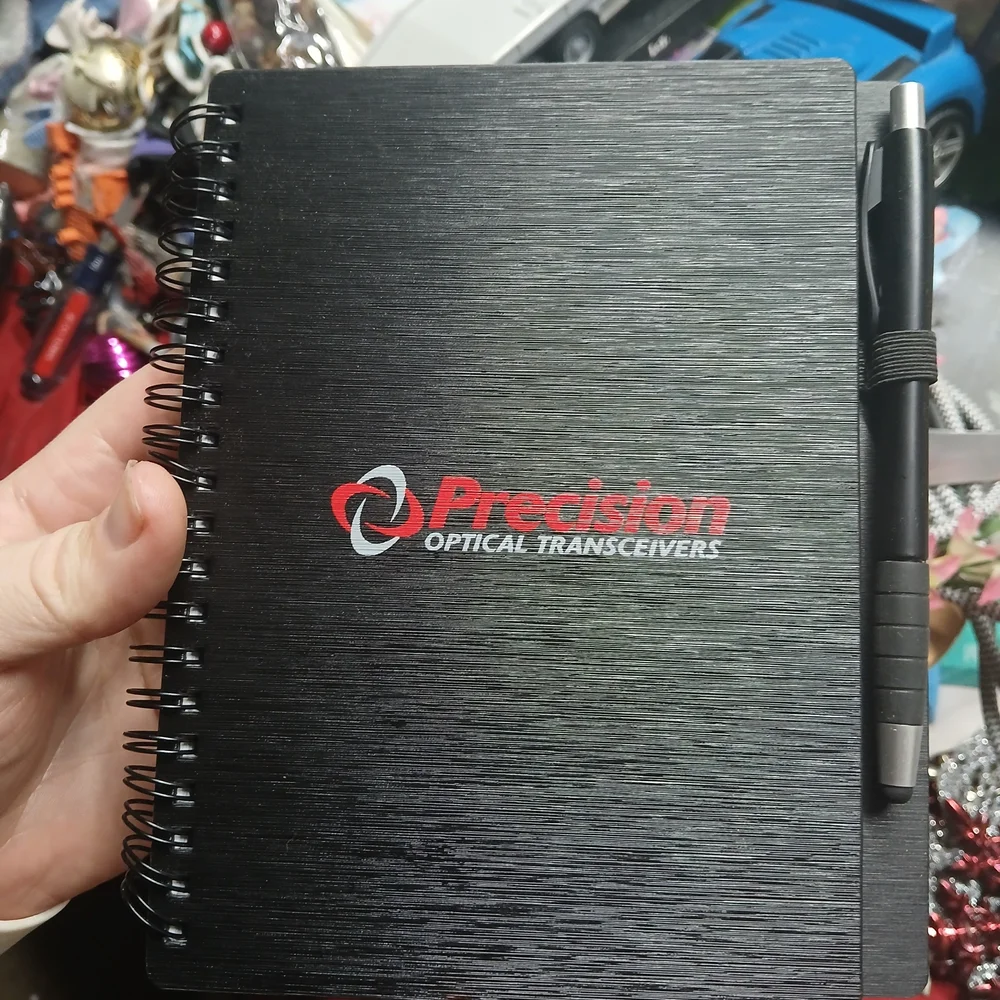 Precision Black Spiral Notebook with Pen - Branded Home Office Planner